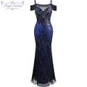 vestido de festa Boat Nect Sequin  Mermaid Long Evening Dress Abendkleid  Black 220 - Ishaanya