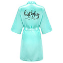 Birthday Party Girl & Entourage Robes Satin Pajamas Dressing Gown Black White Writing Letter Kimono S-4XL - Ishaanya