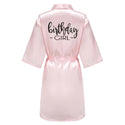 Birthday Party Girl & Entourage Robes Satin Pajamas Dressing Gown Black White Writing Letter Kimono S-4XL - Ishaanya