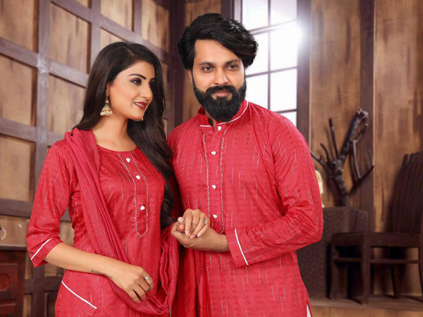 Cotton Couple Kurta And Kurti Set