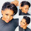 Short Bob Pixie Cut Wig Remy Straight Brazilian Human Hair Sale Transparent T Part Lace Bob Wigs For Black Women Pre Plucked - Ishaanya