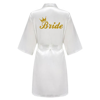 Wedding Bride Bridesmaid Robes Dressing Gown Sexy Women Bathrobe Night shirts Short Sleepwear Women Flower Kimono Plus Size - Ishaanya