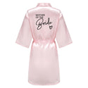 Wedding Party Team Bride Robe With Black Letters Kimono Satin Pajamas Bridesmaid Bathrobe SP003 - Ishaanya