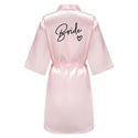 Wedding Party Team Bride Robe With Black Letters Kimono Satin Pajamas Bridesmaid Bathrobe SP003 - Ishaanya