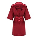 Wedding Party Team Bride Robe With Black Letters Kimono Satin Pajamas Bridesmaid Bathrobe SP003 - Ishaanya