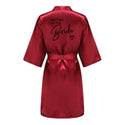 Wedding Party Team Bride Robe With Black Letters Kimono Satin Pajamas Bridesmaid Bathrobe SP003 - Ishaanya