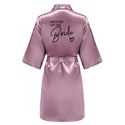 Wedding Party Team Bride Robe With Black Letters Kimono Satin Pajamas Bridesmaid Bathrobe SP003 - Ishaanya