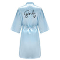 Wedding Party Team Bride Robe With Black Letters Kimono Satin Pajamas Bridesmaid Bathrobe SP003 - Ishaanya