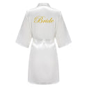 Wedding Party Team Bride Robe With Black Letters Kimono Satin Pajamas Bridesmaid Bathrobe SP003 - Ishaanya