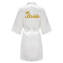 Wedding Party Team Bride Robe With Black Letters Kimono Satin Pajamas Bridesmaid Bathrobe SP003 - Ishaanya