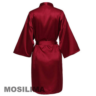 Wedding Party Team Bride Robe With Black Letters Kimono Satin Pajamas Bridesmaid Bathrobe SP2000 - Ishaanya