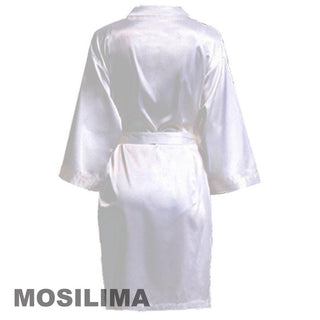 Wedding Party Team Bride Robe With Black Letters Kimono Satin Pajamas Bridesmaid Bathrobe SP2000 - Ishaanya