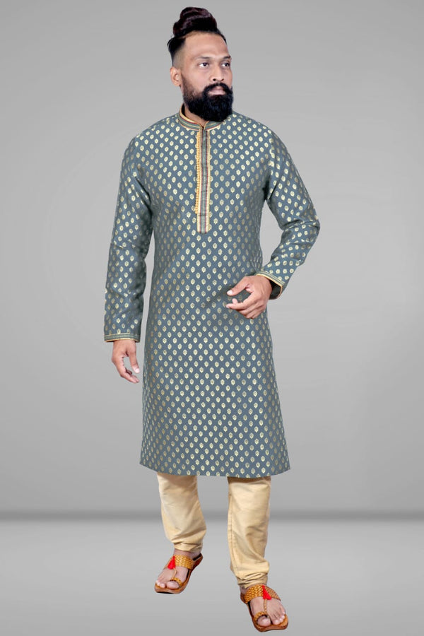 Jacquard Kurta With Cotton Pajama