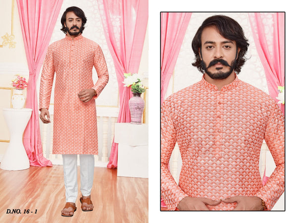 Art Silk Chikankari Kurta With Cotton Pajama