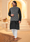 Art Silk Kurta With Nehru Jacket