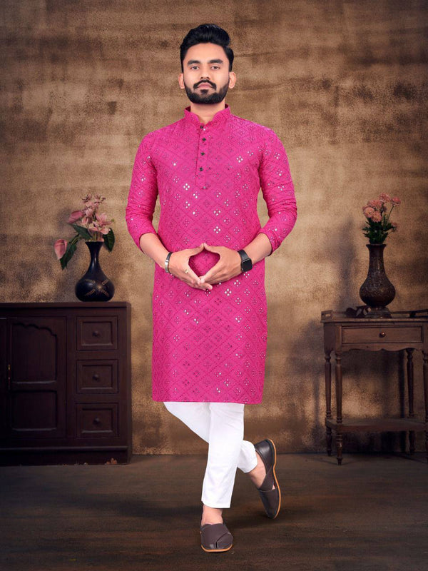 Cotton Embroidered Kurta With Pajama