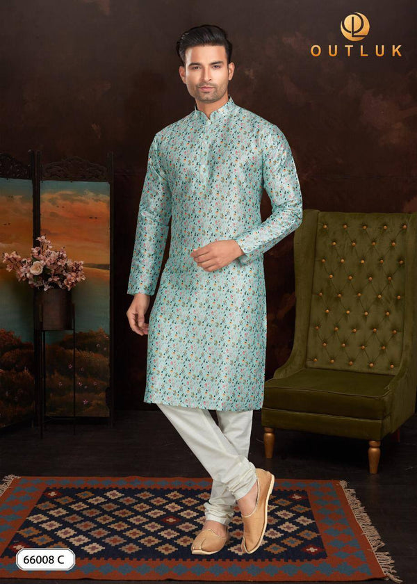 Digital Print Silk Kurta And Pajama