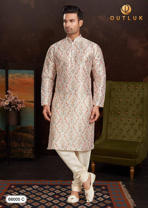 Digital Print Silk Kurta And Pajama