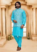 Art Silk Kurta Pajama With Jacquard Jacket