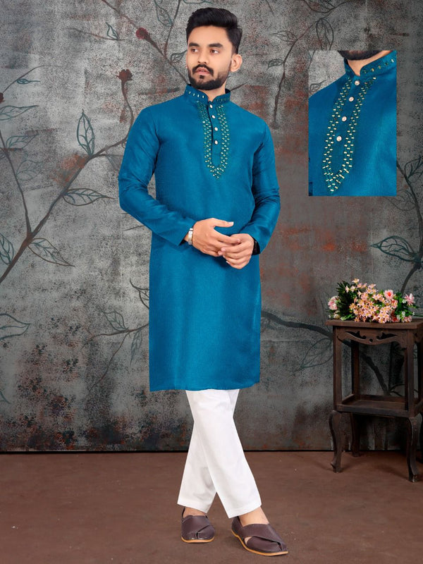 Silk Kurta With Cotton Pajama