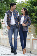 Bagru Printed Men's And Women Cotton Jacket-ISKWWC2211993