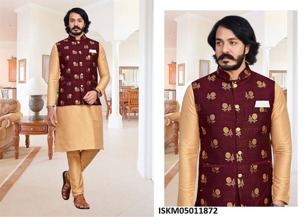 Art Silk Kurta With Pajama And Jacquard Jacket-ISKM05011872