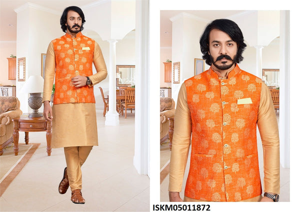 Art Silk Kurta With Pajama And Jacquard Jacket-ISKM05011872