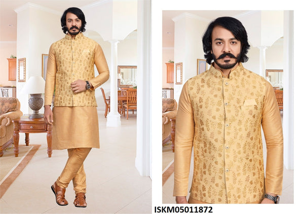 Art Silk Kurta With Pajama And Jacquard Jacket-ISKM05011872