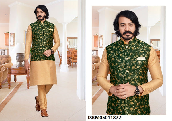 Art Silk Kurta With Pajama And Jacquard Jacket-ISKM05011872