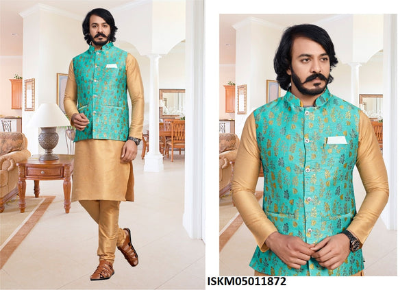 Art Silk Kurta With Pajama And Jacquard Jacket-ISKM05011872