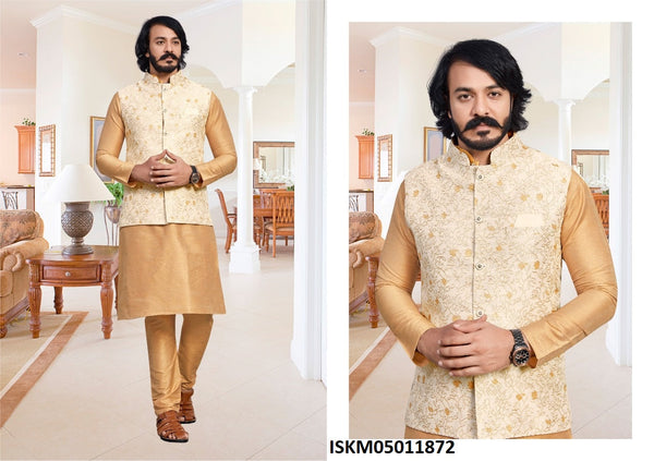 Art Silk Kurta With Pajama And Jacquard Jacket-ISKM05011872