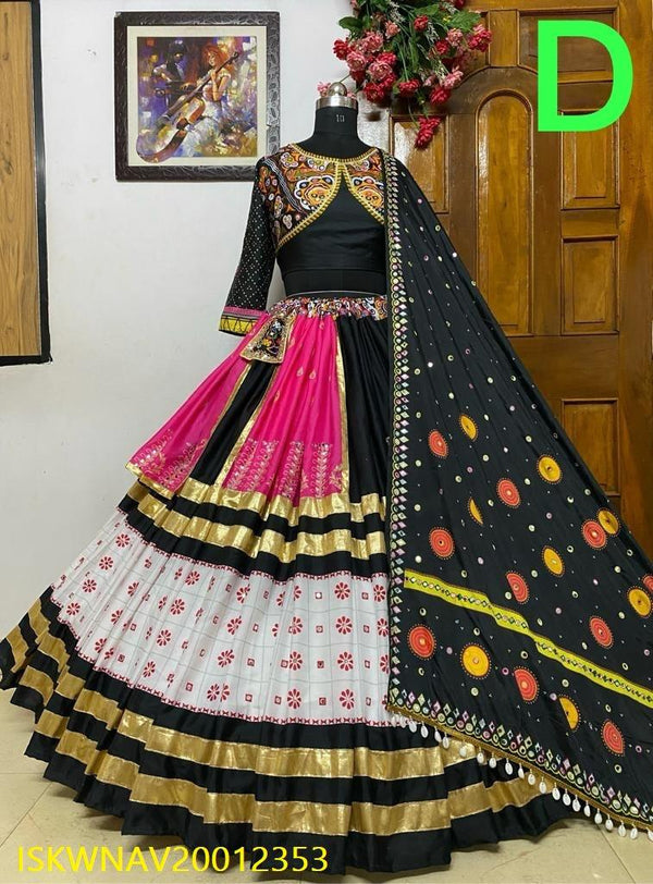 Digital Printed Butter Silk Lehenga With Blouse And Dupatta-ISKWNAV20012353 - Ishaanya