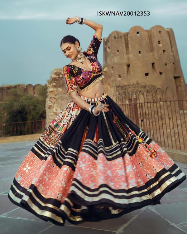 Digital Printed Butter Silk Lehenga With Blouse And Dupatta-ISKWNAV20012353 - Ishaanya