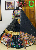 Digital Printed Butter Silk Lehenga With Blouse And Dupatta-ISKWNAV20012353 - Ishaanya