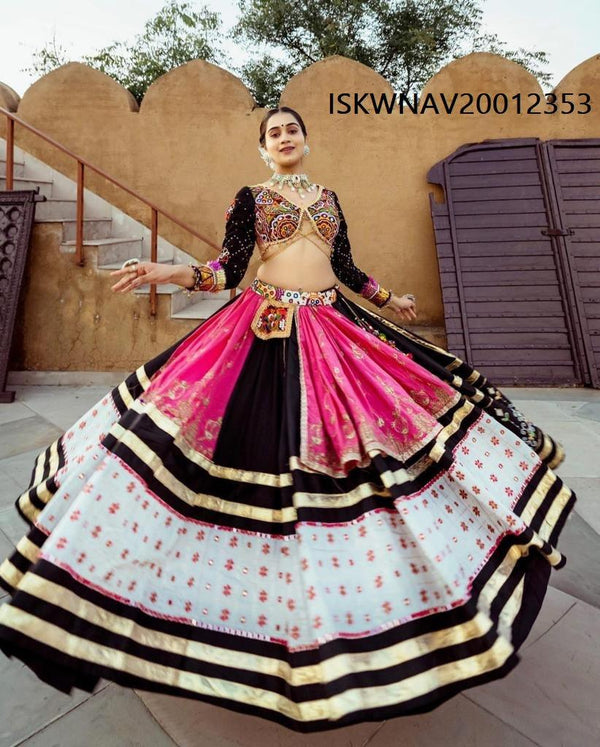 Digital Printed Butter Silk Lehenga With Blouse And Dupatta-ISKWNAV20012353 - Ishaanya