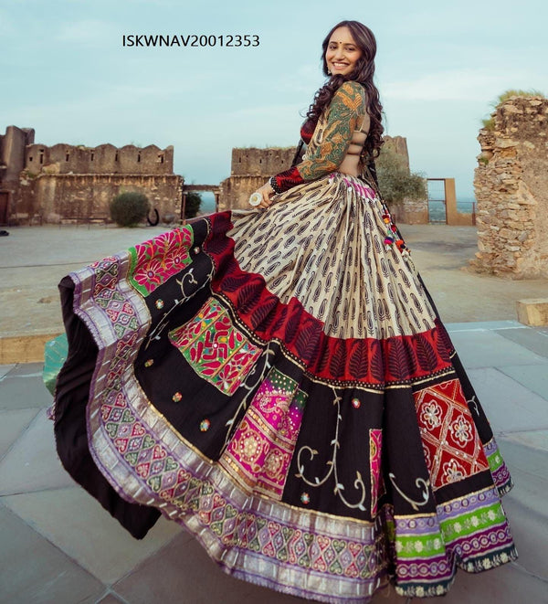 Digital Printed Butter Silk Lehenga With Blouse And Dupatta-ISKWNAV20012353 - Ishaanya