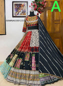 Digital Printed Butter Silk Lehenga With Blouse And Dupatta-ISKWNAV20012353 - Ishaanya