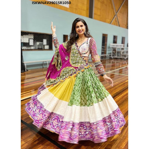 Digital Printed Butter Silk Lehenga With Blouse And Dupatta-ISKWNAV2901SR1050