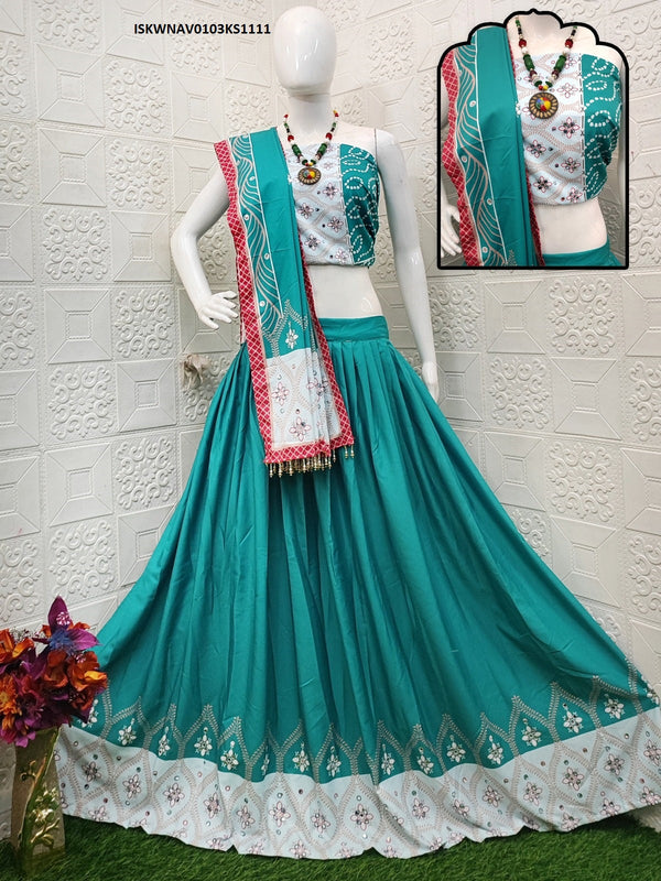 Digital Printed Butter Silk Lehenga With Blouse And Dupatta-ISKWNAV0103KS1111