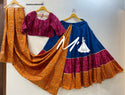 Ajrakh Block Printed Cotton Lehenga With Blouse And Dupatta-ISKWNAV09033569