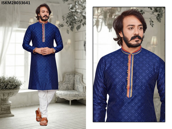 Jacquard Kurta With Cotton Pajama-ISKM28033641