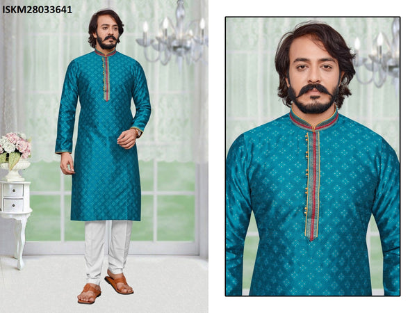 Jacquard Kurta With Cotton Pajama-ISKM28033641