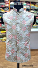 Printed Cotton Chikankari Jacket-ISKM28033642