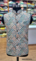 Printed Cotton Chikankari Jacket-ISKM28033642