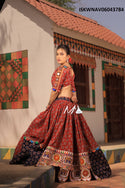 Kalamkari Patola Printed Cotton Lehnega With Blouse And Bandhani Printed Gaji Silk Dupatta-ISKWNAV06043784