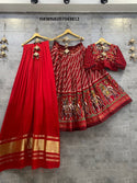 Foil Printed Pashmina Silk Lehenga With Blouse And Moda Dupatta-ISKWNAV07043812