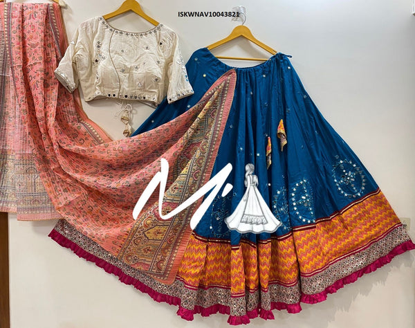 Cotton Lehenga With Gaji Silk Blouse And Printed Dupatta-ISKWNAV10043821