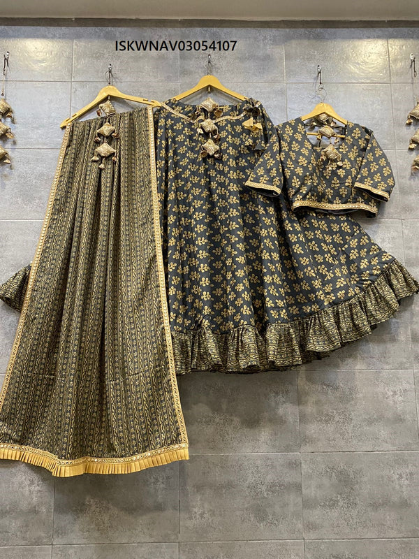 Printed Cotton Lehenga With Blouse And Dupatta-ISKWNAV03054107