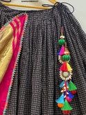 Vintage Printed Cotton Lehenga With Blouse And Gaji Silk Dupatta-ISKWNAV08054157