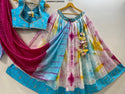 Tie And Dye Shibori Printed Cotton Silk Lehenga With Cotton Blouse And Viscose Dupatta-ISKWNAV11054232